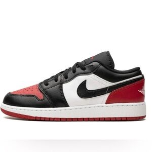 NEW Jordan 1 Low Bred Toe 2.0 (GS) White, Black & Varsity Red Big Kids 7